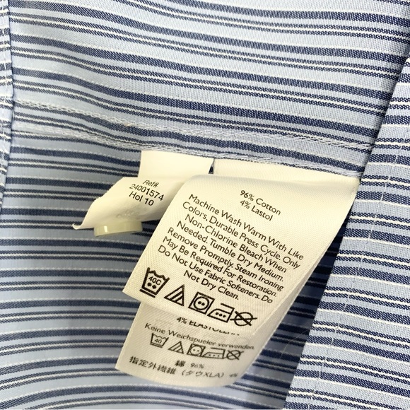 EDDIE BAUER Womens Blue Pinstriped Button Up Blouse Size L Excellent Condition! - Picture 5 of 7